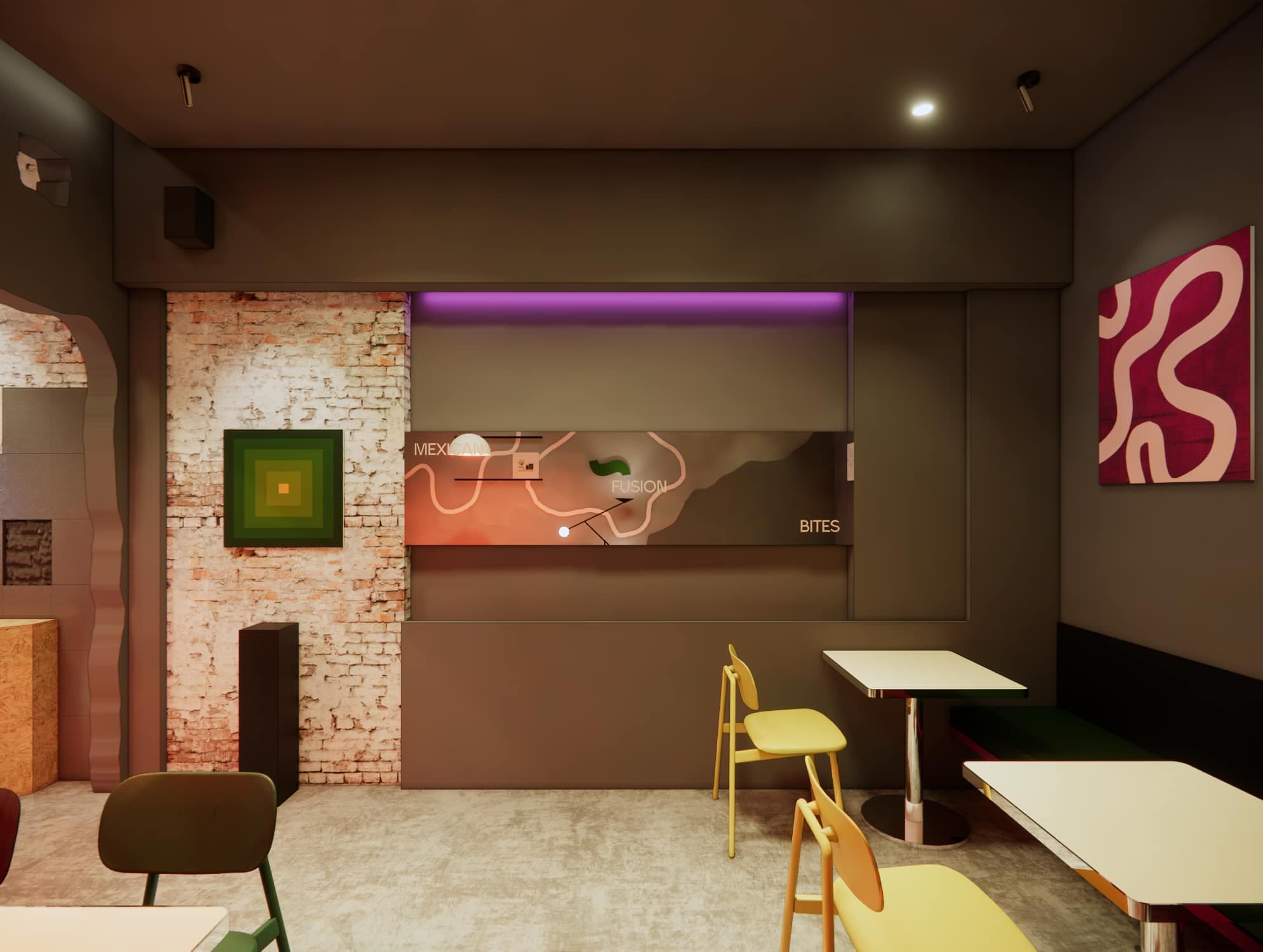 Minimalist interior of Me – Mexican Fusion Bites with contemporary design